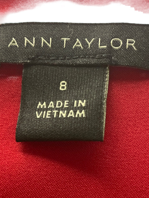Vestido Ann Taylor Abullonado Suelto Cuello v Rojo - Talla 8