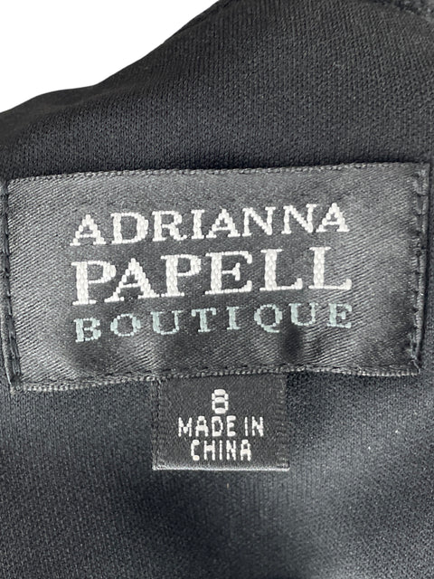 Vestido Adrianna Papell Encaje Cuello v Negro - Talla 8