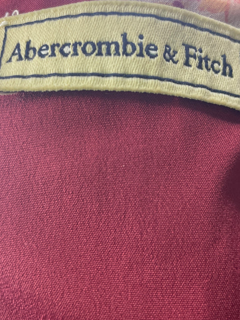 Vestido Abercrombie & Fitch Ruchas Estampado Suelto Rojo - Talla S