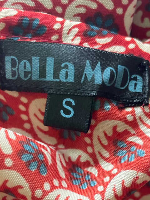 Vestido Bella Moda Pañuelos Tiras Estampado Rojo - Talla S