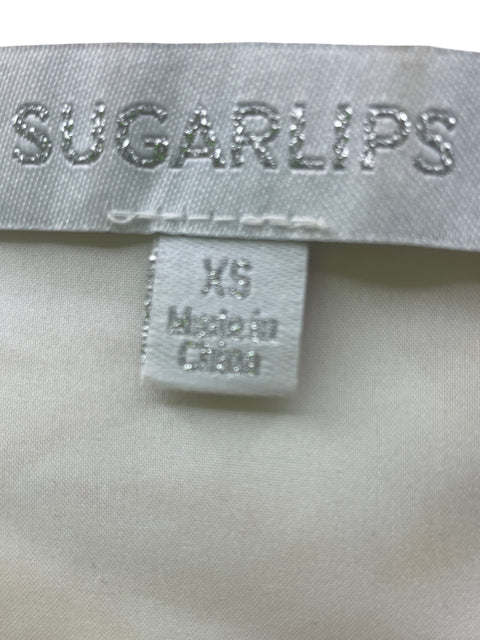 Blusa Sugarlips de Algodón Estampado Ruchas Cuello v Amarillo - Talla XS
