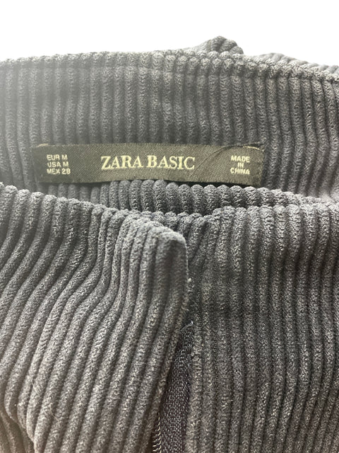 Short Zara de Algodón Pinzas Terciopelo Rayas Negro - Talla M