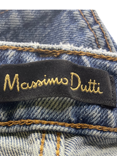 Pantalón Massimo Dutti Recto Jeans Boton Azul - Talla 38