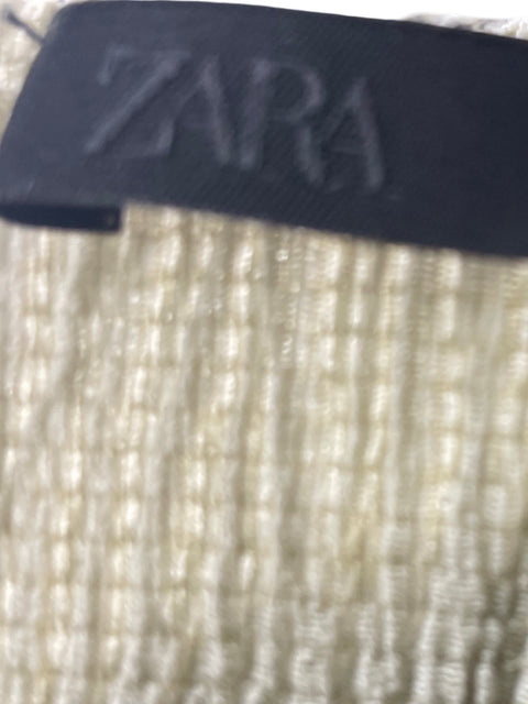 Blusa Zara Sin mangas Asimétrico Corrugado Beige - Talla S