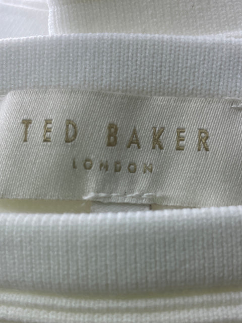 Blusa Ted Baker Out shoulder Ruchas Plisado Blanco - Talla L