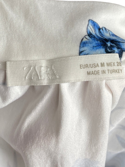 Falda Zara Estampado Floral Azul - Talla M