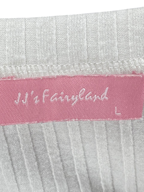 Blusa Jj's Fairyland Mangas Abullonado de Algodón Blanco - Talla L