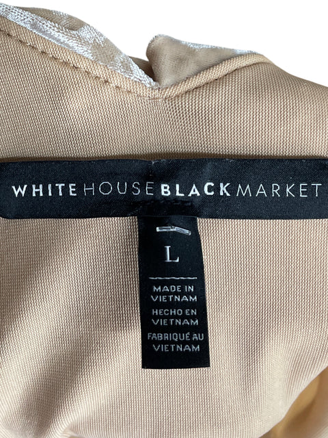 Blusa White House Black Market Terciopelo Cuello v Beige - Talla L