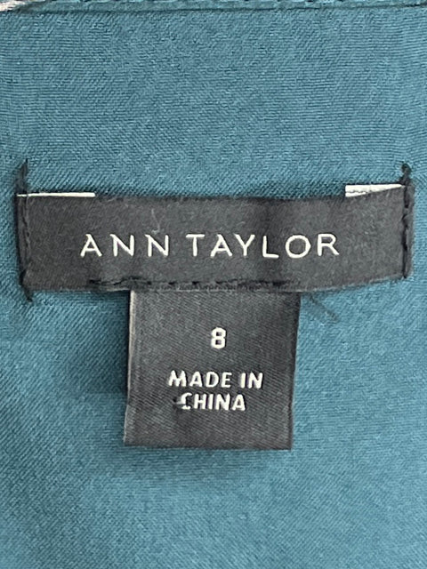 Vestido Ann Taylor Estampado Floral Plisado Verde - Talla 8