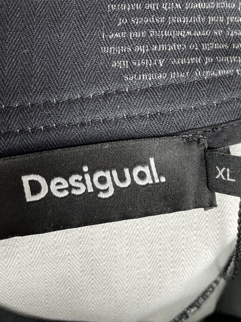 Falda Desigual Estampado Midi Plisado Negro - Talla XL