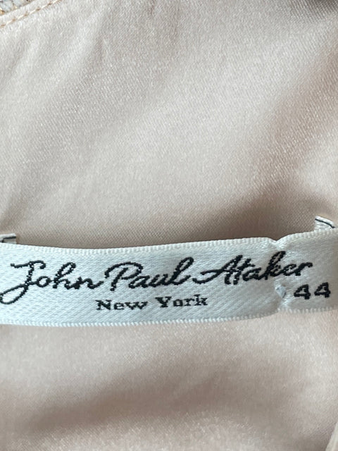 Vestido De Fiesta John Paul Ataker Asimétrico Metalizado Beige - Talla 44