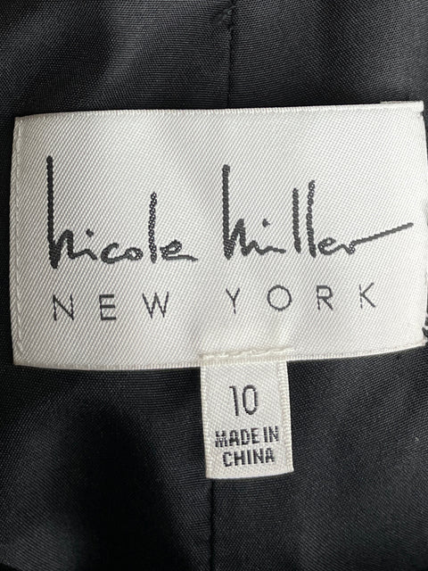 Vestido De Fiesta Nicole Miller New York Maxi Satinado Negro - Talla 10