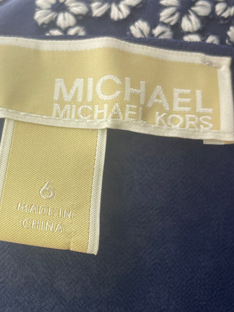 Vestido Michael Kors Floral Suelto Manga corta Negro - Talla 6