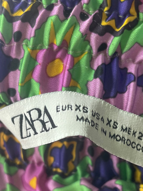 Pantalón Zara Recto Wide-leg Estampado Amarillo - Talla XS