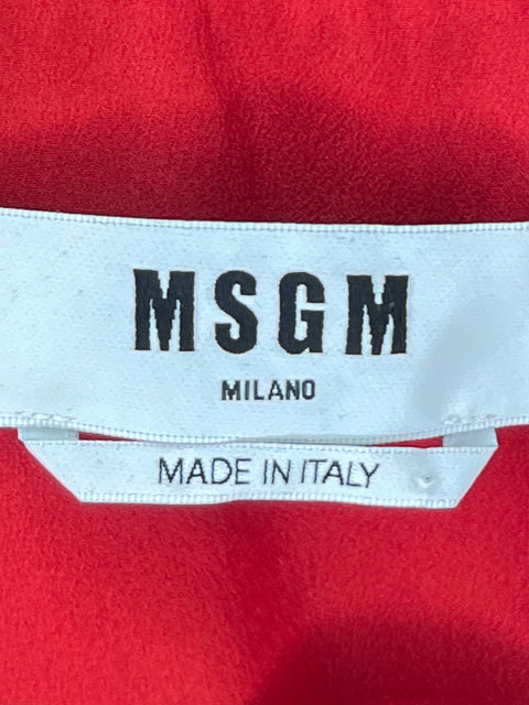 Vestido Msgm Mangas Abullonadas Maxi Rojo - Talla L
