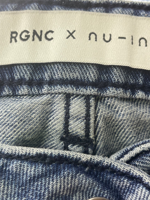 Pantalón Rgnc Liso Recto Bolsillo Azul - Talla 24