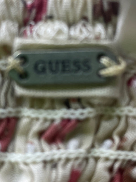 Blusa Guess Tiras Estampado Cuello v Marrón - Talla S