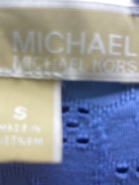 Blusa Michael Kors Troquelado Ruchad Liso Azul - Talla S
