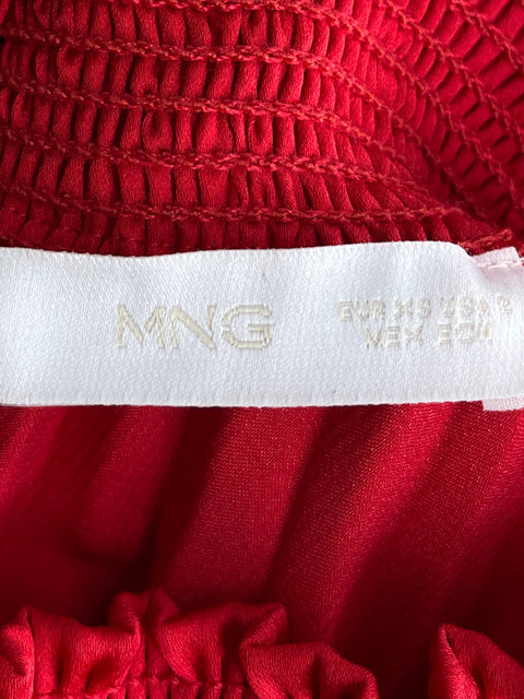 Vestido Mango Plisado Maxi Rojo - Talla XS