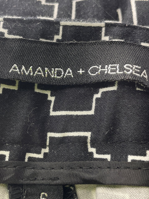 Pantalón Amanda+chelsea Estampado Recto Bolsillos Negro - Talla 6