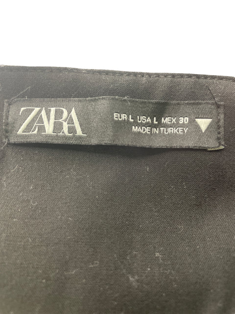 Falda Zara Falda pantalon Plisado Tableta Negro - Talla L