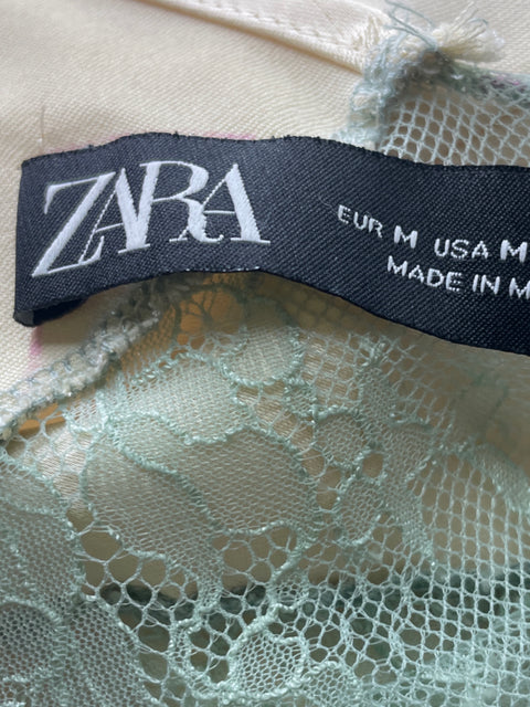 Blusa Zara Asimétrico Tiras Beige - Talla M