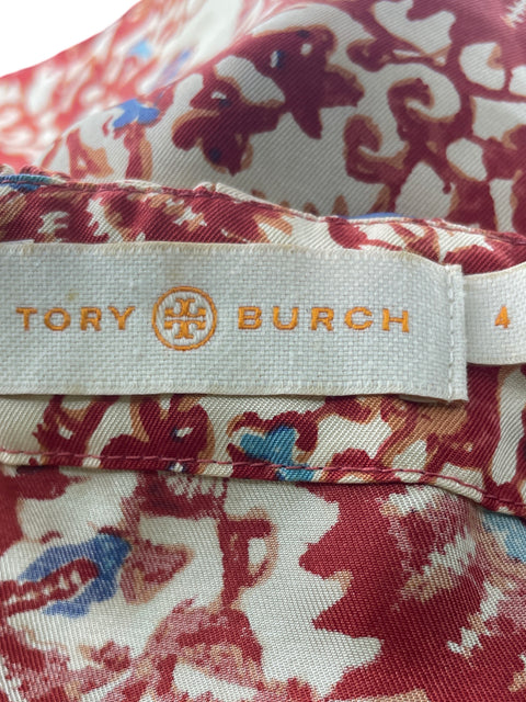Blusa Tory Burch de Seda Estampando Sin manga Suelto Rojo - Talla 4