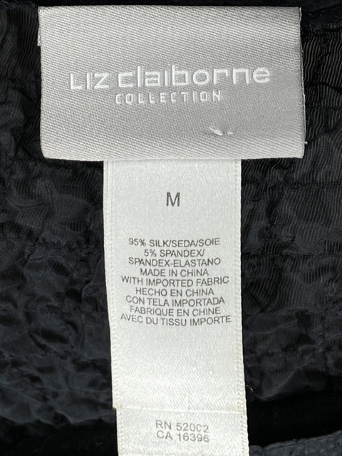 Blusa Liz Claiborne Drapeado Cuello redondo Negro - Talla M