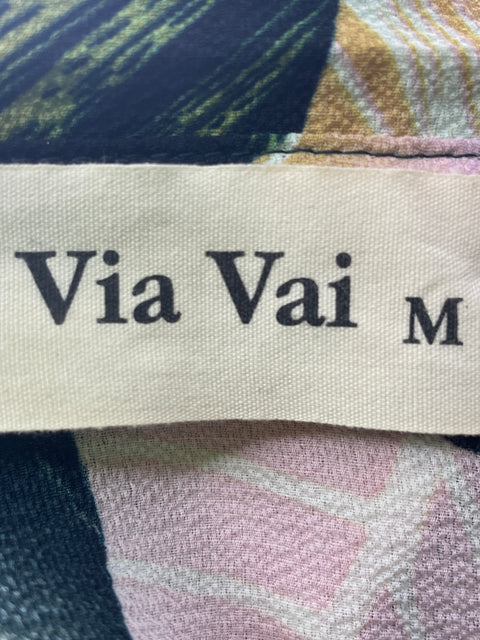 Blusa Vía Vai de Algodón Estampado Nudos Asimétrico Verde - Talla M