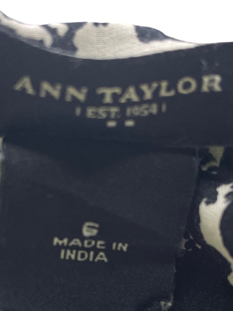 Blusa Ann Taylor de Algodón Estampado Manga larga Botones Negro - Talla 6