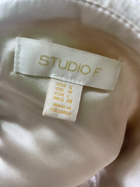 Top Studio F de Lino Tiras Crop Nudo Beige - Talla S