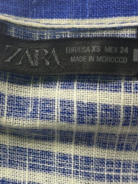 Top Zara de Algodón Crop Rayas Manga larga Azul - Talla XS
