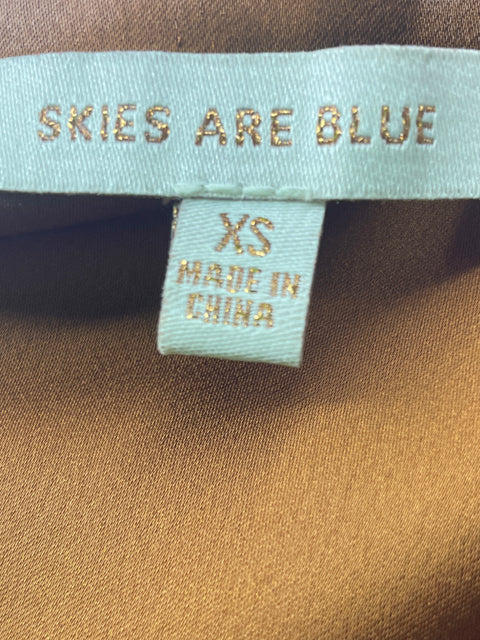 Blusa Skies Are Blue Manga larga Liso Botones Marrón - Talla XS