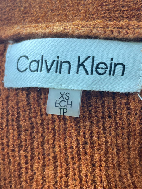 Blusa Calvin Klein de Algodón Sin mangas Crop Cuello redondo Marrón - Talla XS