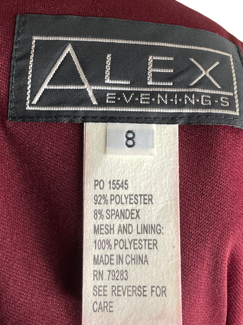 Vestido Alex Evenings Cuello v Capas Rojo - Talla 8