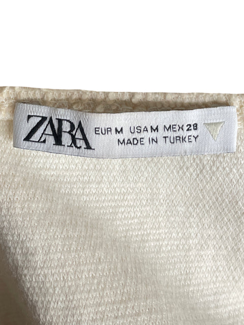 Top Zara de Algodón Corset Cuello v Beige - Talla M