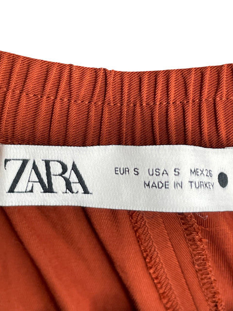 Pantalón Zara de Viscosa Wide-leg Naranja - Talla S