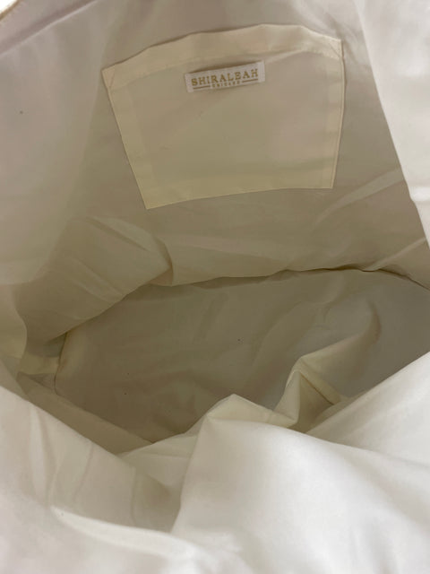 Cartera Shiraleah Rafia Asa corto Tela Beige - Talla U