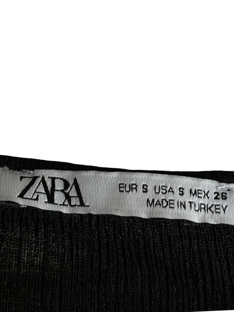 Vestido Zara Cruzado Vuelos Negro - Talla S