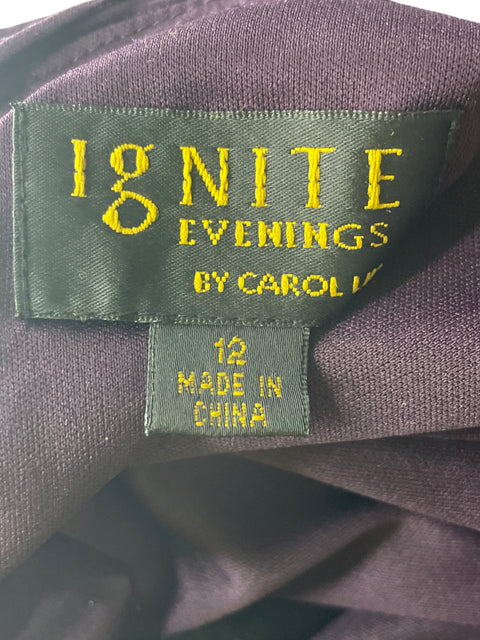 Vestido Ignite Evenings Oneshoulder Plisado Fluido Morado - Talla 12