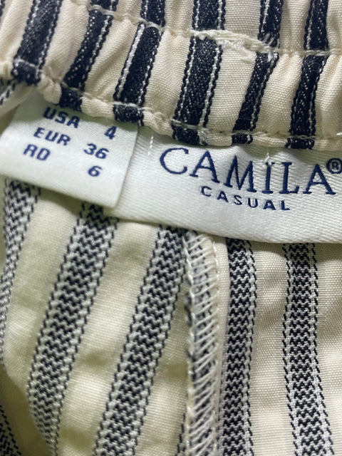 Pantalón Camila Rayas Palazo Elastico Negro - Talla 4