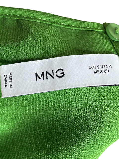 Blusa Mango de Seda Manga larga Verde - Talla 4