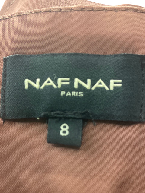 Pantalón Naf Naf Recto Wide-leg Liso Marrón - Talla 8