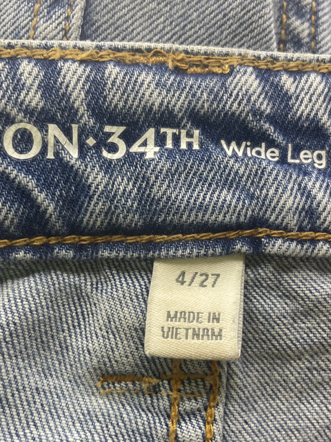 Pantalón On 34 Th Wide-leg Liso Azul - Talla 27