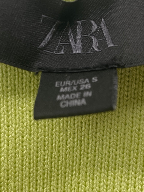 Chaleco Zara de Algodón Liso Sin mangas Botones Verde - Talla S