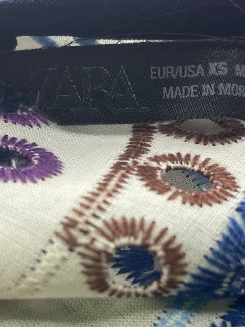 Chaleco Zara Troquelado Nudo Estampado Azul - Talla XS