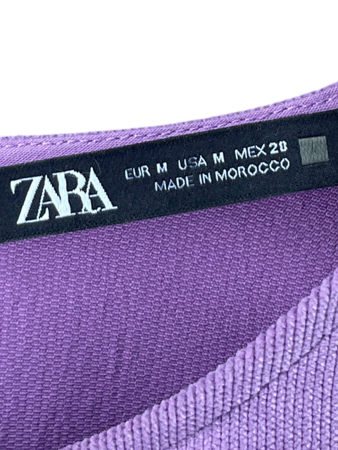Top Zara Mangas abullonadas Morado - Talla M