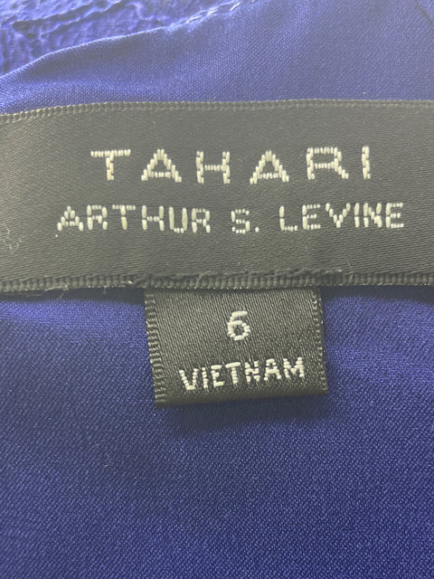 Vestido Tahari Sin mangas Asimétrico Midi Azul - Talla 6