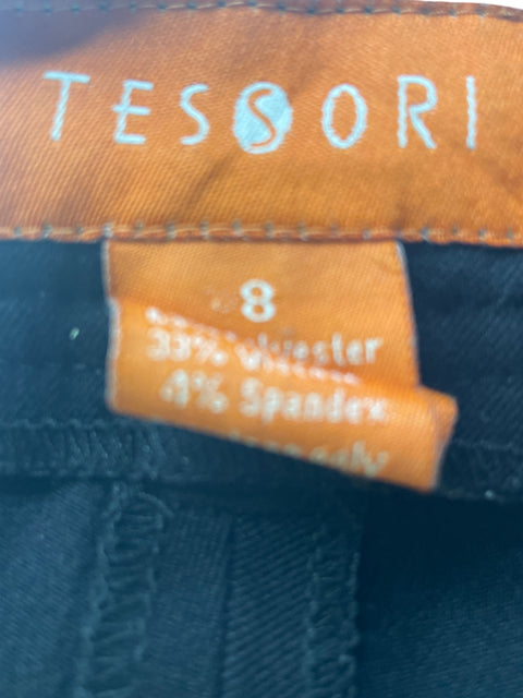 Pantalón Tesoori Recto Wide-leg Liso Negro - Talla 8