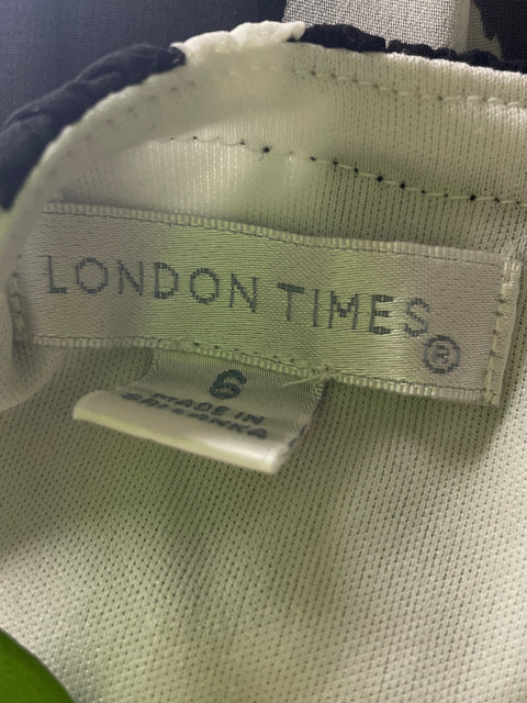 Vestido London Times Tiras Estampado Suelto Gris - Talla 6